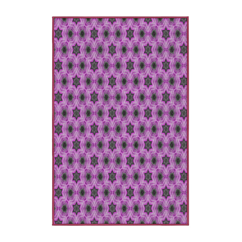 Tapis magenta/noir à motifs, Rectangle 2 pi x 4 pi