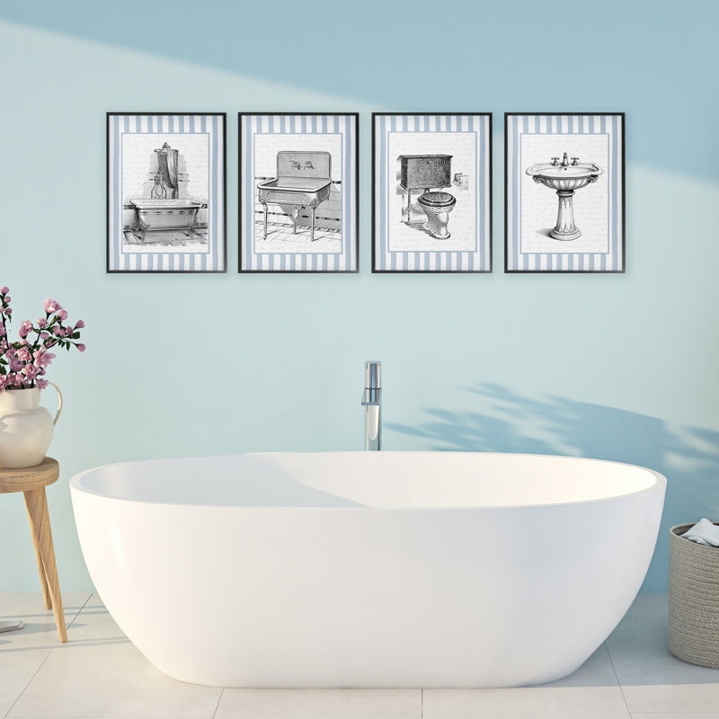 Ensemble de giclée encadrée 4 pièces Antique, H 18 po x l 12 po, Giclée encadrée noir minuit