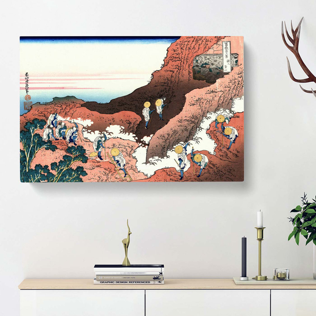 Climbing On Mt. Fuji by Katsushika Hokusai - Wrapped Canvas