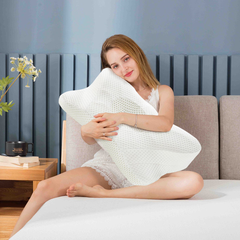Cervical Pillow For Neck Support, Contour Memory Foampillow Shoulder Support Pain Relief For Side Back Stomach Sleepers With Pillowcase