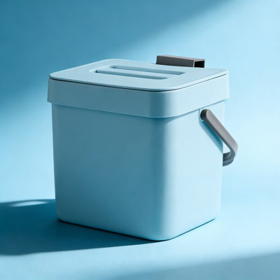 Compost Bin For Kitchen With Lid, Hanging Or Wall Mounted Waste Bin For Under Sink, Cabinet Door, Or Countertop, Odor Sealing And Fruit Fly Free Design