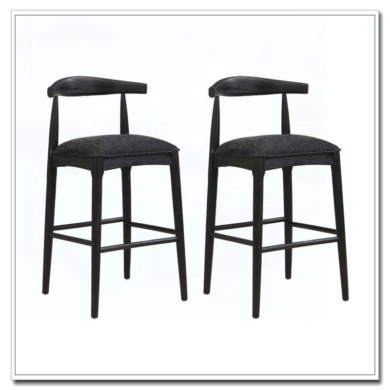 Tabouret de bar en bois, Noir, 30.5"