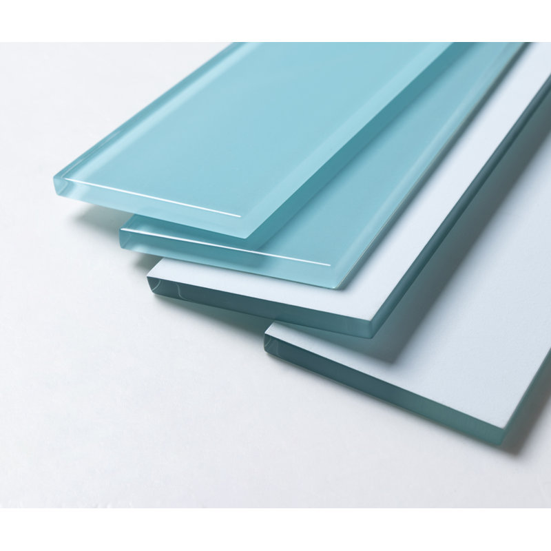 Premium 3" x 9" Glass Subway Tile, Aqua Blue