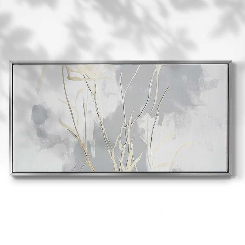 Botanical Series-CECCX- Toile tendue avec châssis tendue, prête à être accrochée, H 17 po x l 33 po, Argent argent