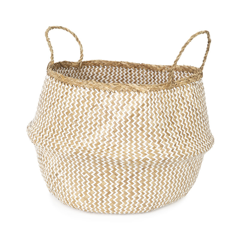 17 Stories Feddalat Wicker Box, White/Natural, 36cm H x 45cm W x 45cm D