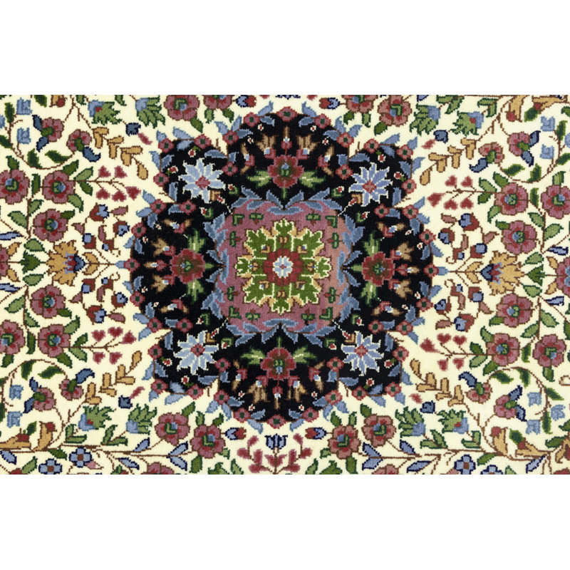 Cream Traditional 5X7 Indo Kerman Oriental Area Rug