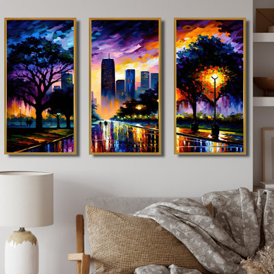 Ensemble coloré d'art urbain sur toile «Houston» coloré