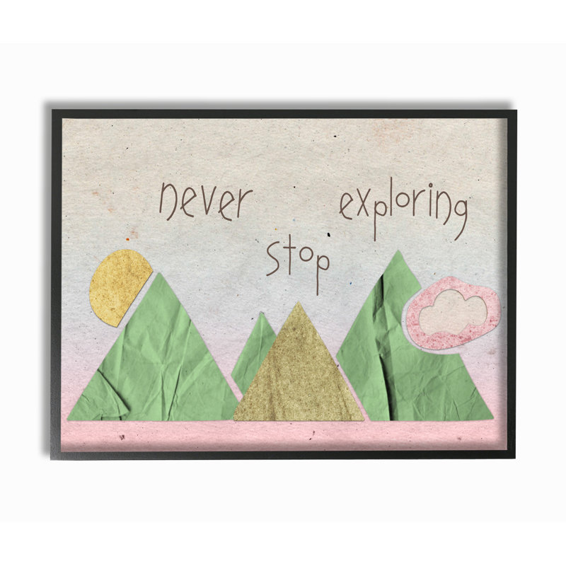 «Never Stop Exploration Collage», art encadré, Giclée encadrée noir minuit, H 16 po x l 20 po