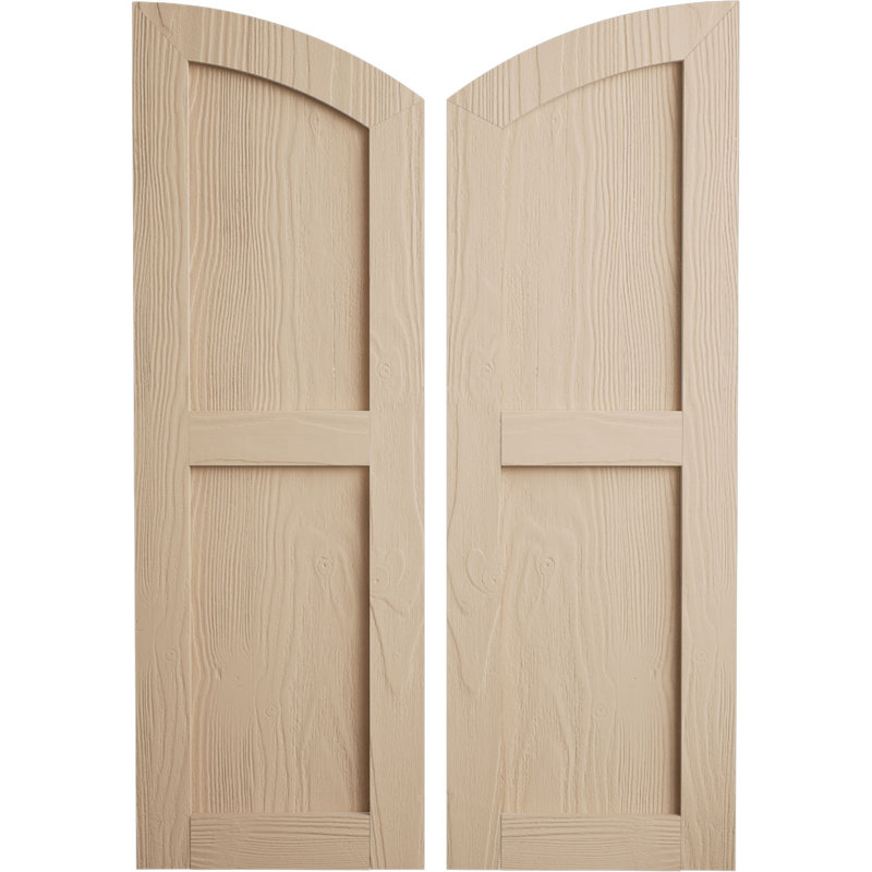 Timberthane deux panneaux plats égaux avec volets elliptiques en faux bois (par paire), Texture sablée / brun clair apprêté