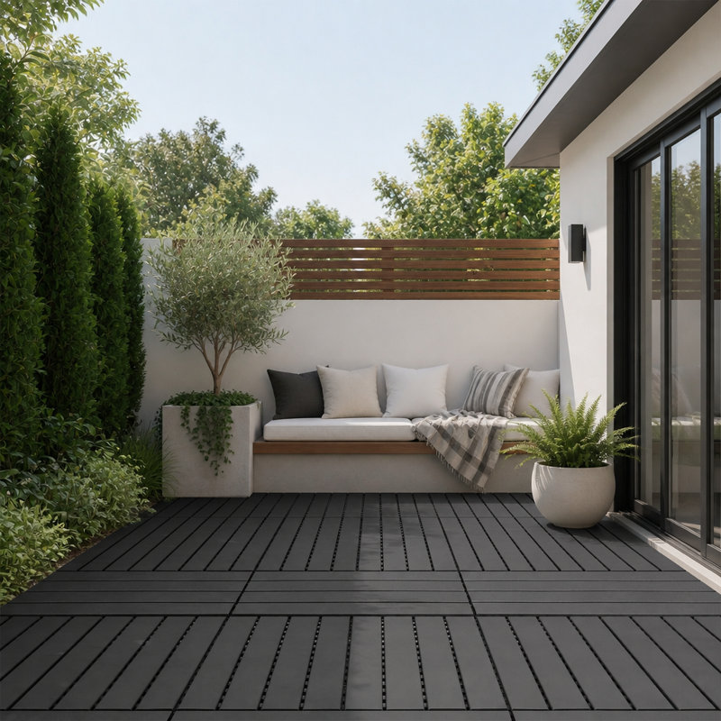 22-Piece Dark Gray Interlocking Deck Tiles for Easy Installation, Perfect for Indoor and Outdoor Use, Balcony, Backyard, and Poolside Areas