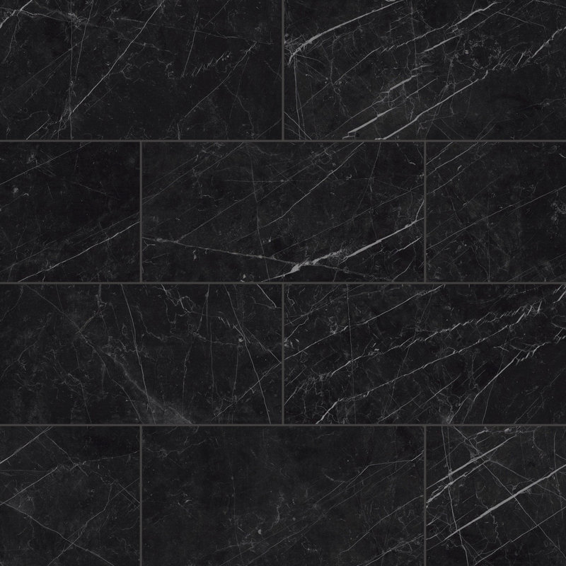 Gemma 12" x 24" Polished Porcelain Marble Look Wall & Floor Tile, Notte