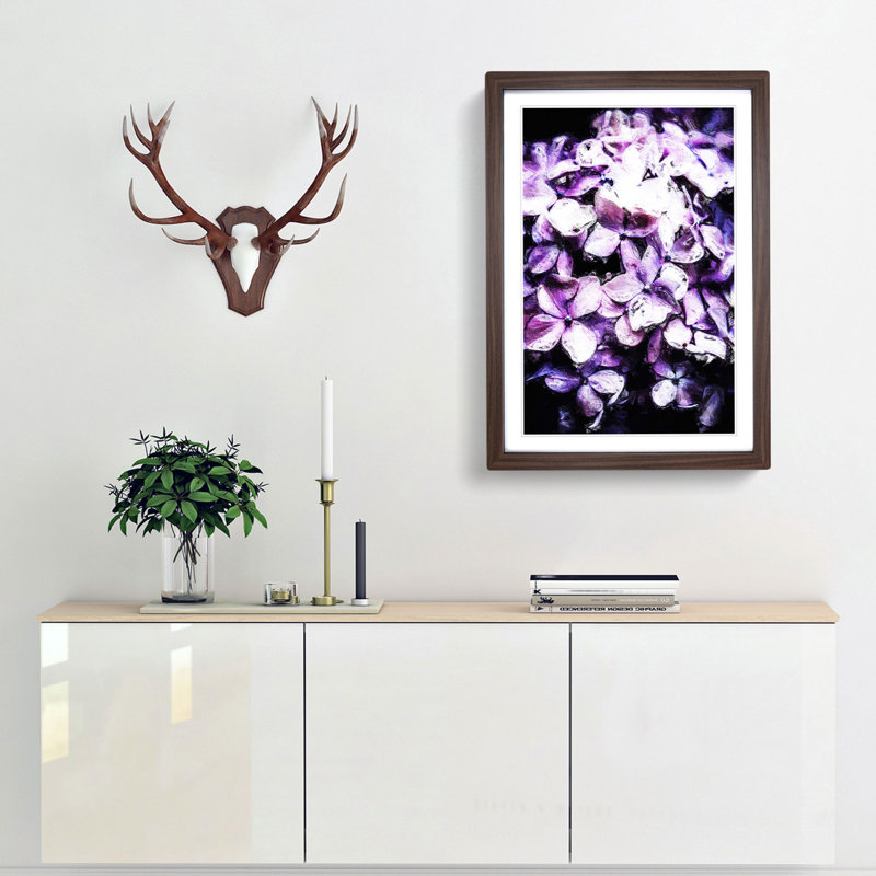 Lilac Hydrangeas - Picture Frame Painting Print, 48cm H x 36cm W x 2cm D, Walnut Framed
