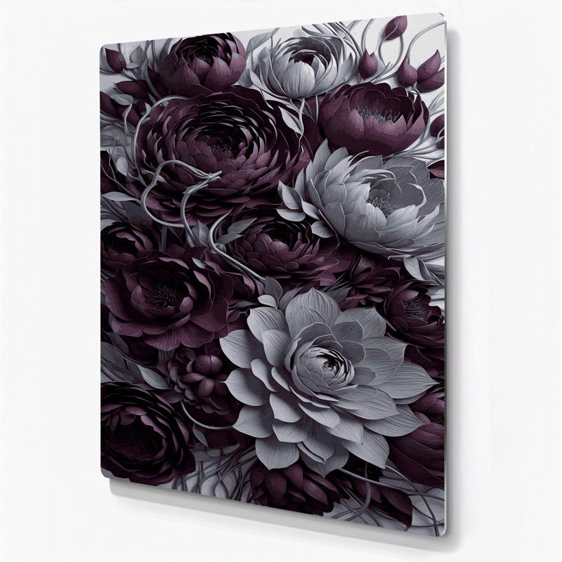 Art floral abstrait en métal brun 25, H 16 po x l 20 po