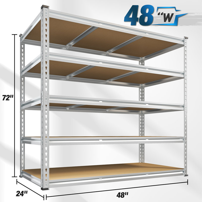 Étagère de rangement 72 pouces en acier galvanisé à 72 niveaux, étagère ajustable robuste, H 72 po x l 48 po x P 24 po
