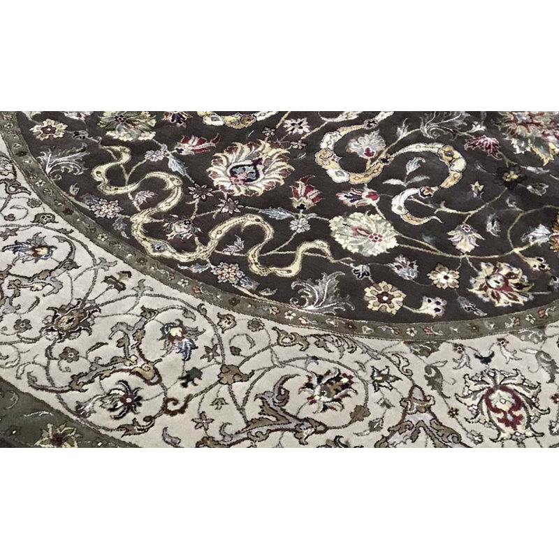Tapis brun et ivoire de haute qualité noué à la main