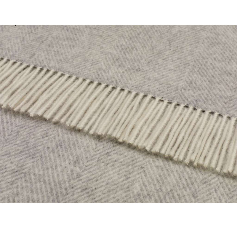 Jeté tissé en laine d'agneau Merino, Chevron gris