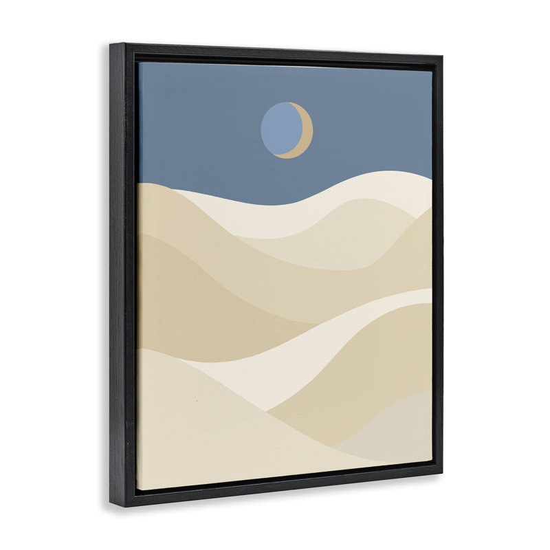  Croissant de lune sur des dunes, art mural encadré par Daphne Polselli, Noir, noir, noir, noir, H 21 po x l 17 po