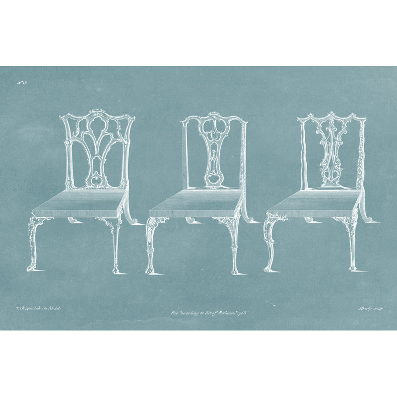 «Design for a Chair IV» par Thomas Chippendale - reproduction de dessin sur toile tendue, H 24 po x l 36 po x P 1,25 po