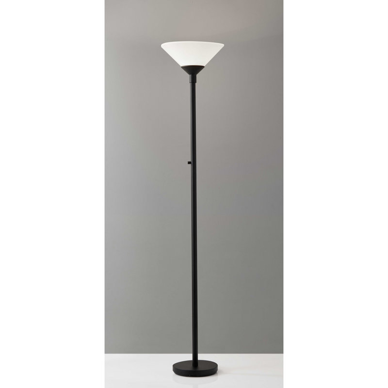 Lampe torchère sur pied 73 po avec abat-jour conique blanc Haussman, Noir