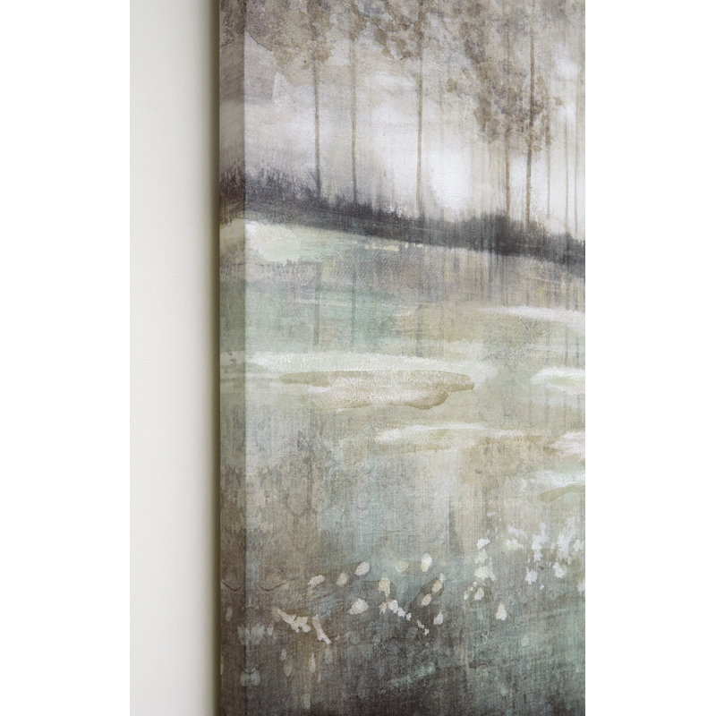 Gray and Green Abstract Woodland Canvas Wall Art Set