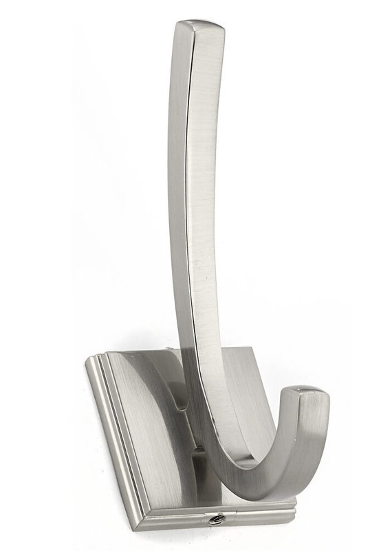 Transitional Metal Wall Hook, Brushed Nickel