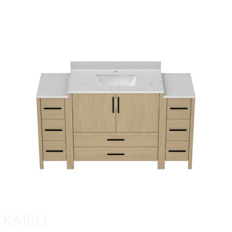 Meuble-lavabo simple 60 po x P 22 po x H 34 po, meuble-lavabo avec comptoir blanc Freestangding