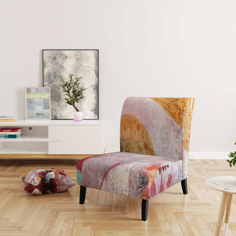 Abstrait aquarelle abstraite rouge et jaune - Fauteuil de chambre rembourré contemporain