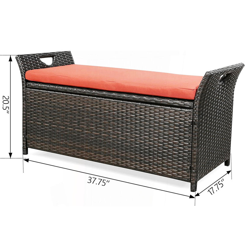 Banc de rangement en osier pour terrasse