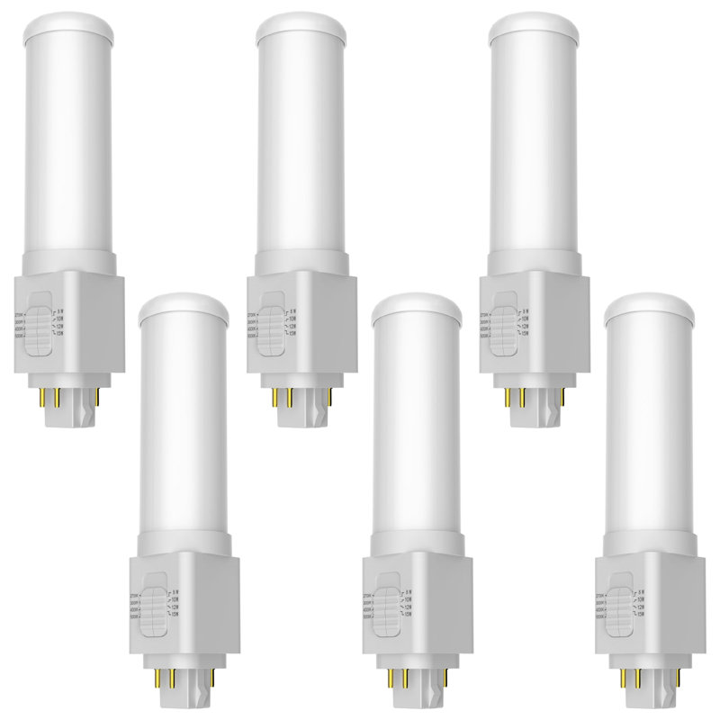 Ampoule DEL à 4 broches Luxrit G24Q de style horizontal universel Luxrite, type A + B, 4CCT, 8/10/12 / 15W, jusqu'à 1700LM, compatible ballast ou dérivation, paquet de 6 120-277V