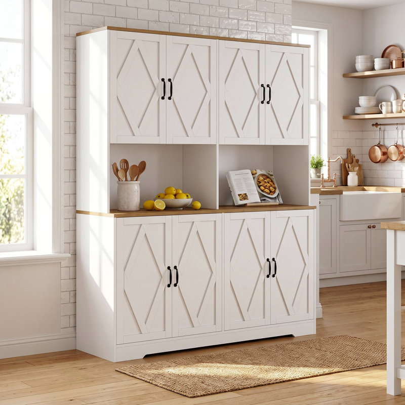 Armoire de rangement 4 portes garde-manger, Blanc