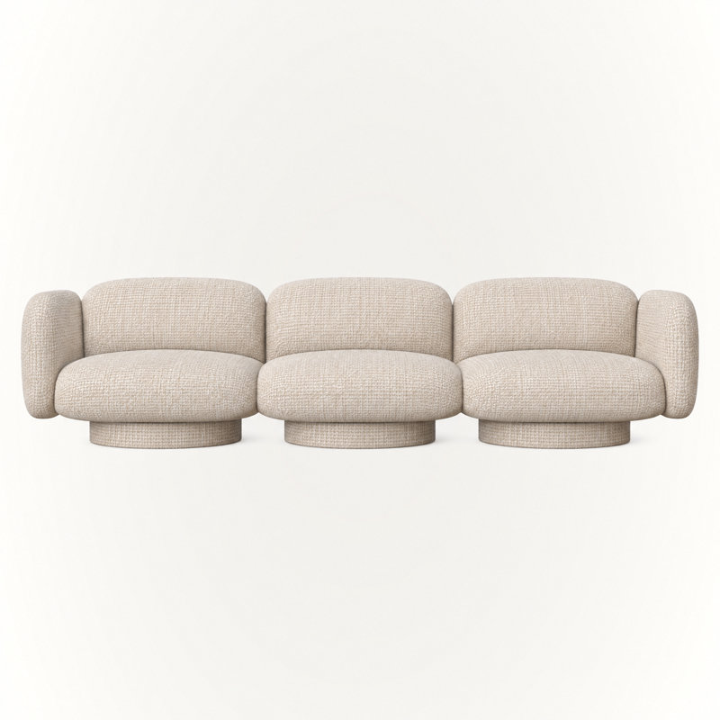 Canapé 3 places Yannely - Beige-Pierre, 116" W, Beige Fabric