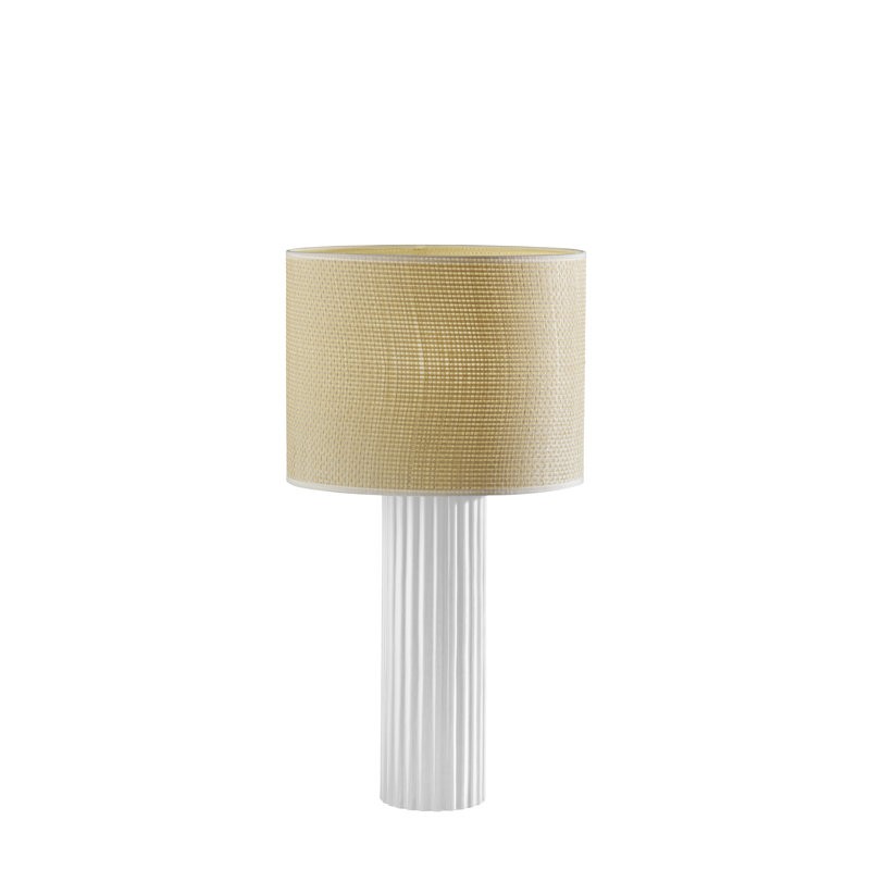 Lampe de table en céramique Aldreth, H 24,25 po x l 13 po x P 13 po, Blanc côtelé