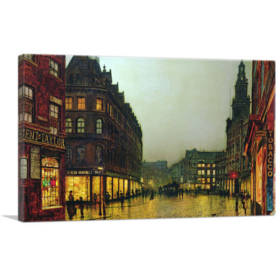 Boar Lane Leeds 1881 par John Atkinson Grimshaw - peinture sur toile tendue