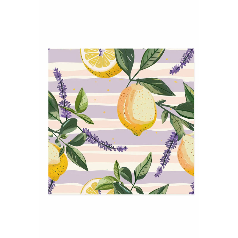 «Food and Kitchen Lemons & Stripes III», reproduction d'art moderne sans cadre