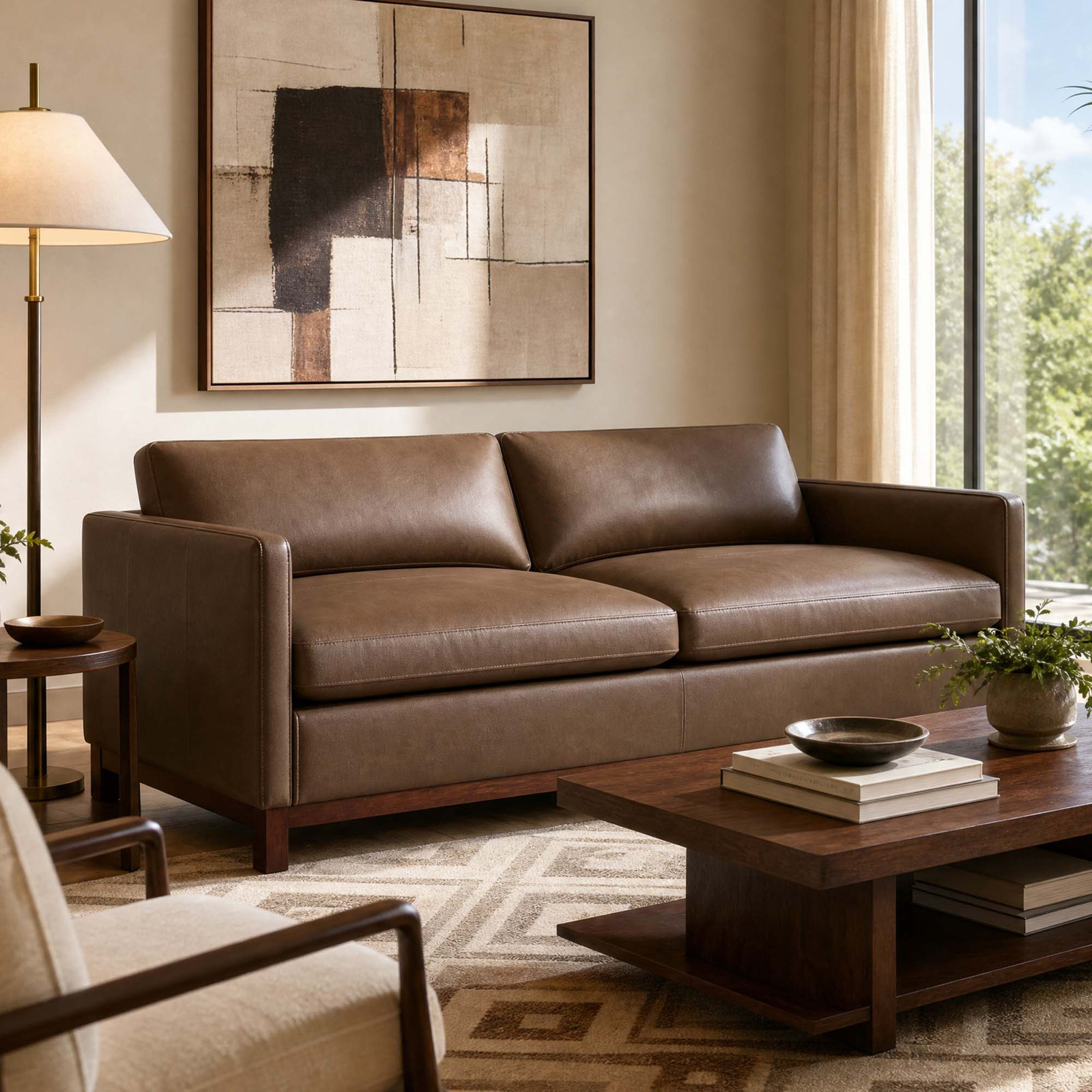 Liz 84" Genuine Leather Sofa, York Chesnut