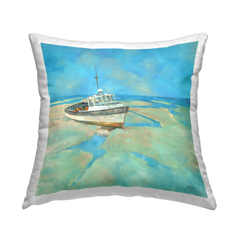 Coussin décoratif à embarcation de bateau à basse mer par Graham Reynolds