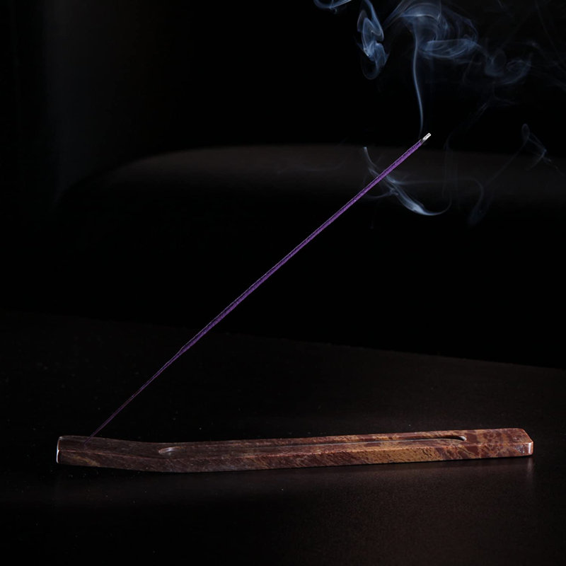 Porte-bâtons d'encens en pierre sculptée à la main Hosley de 10,5 pouces - Long cendrier pour la sérénité, la relaxation et la méditation - Brûleur d'encens décoratif pour la maison ou les espaces de yoga