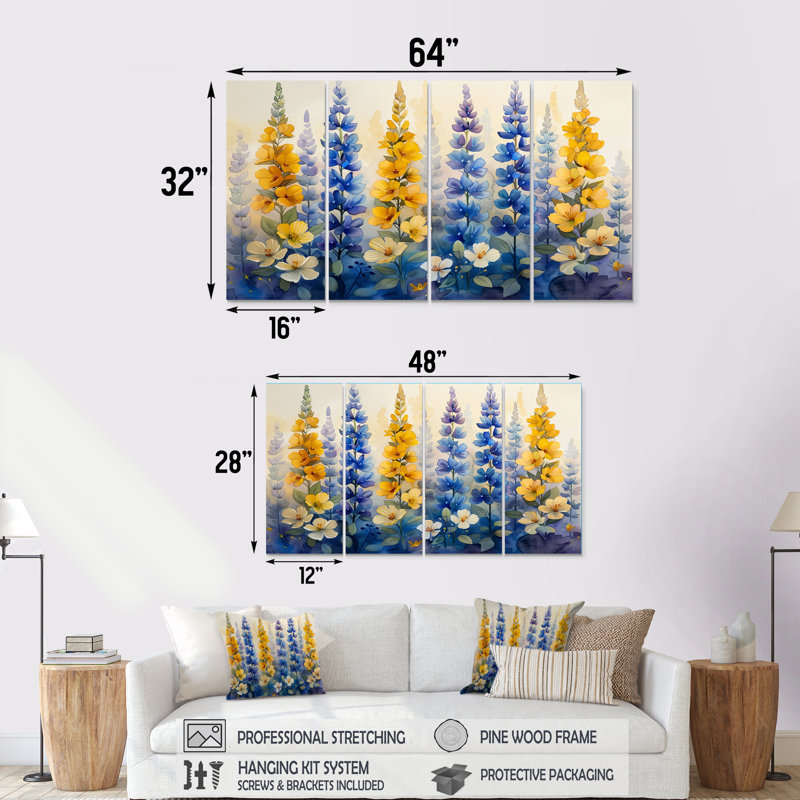 Barbour - Lupin, ensemble d'art sur toile, H 28 po x l 48 po