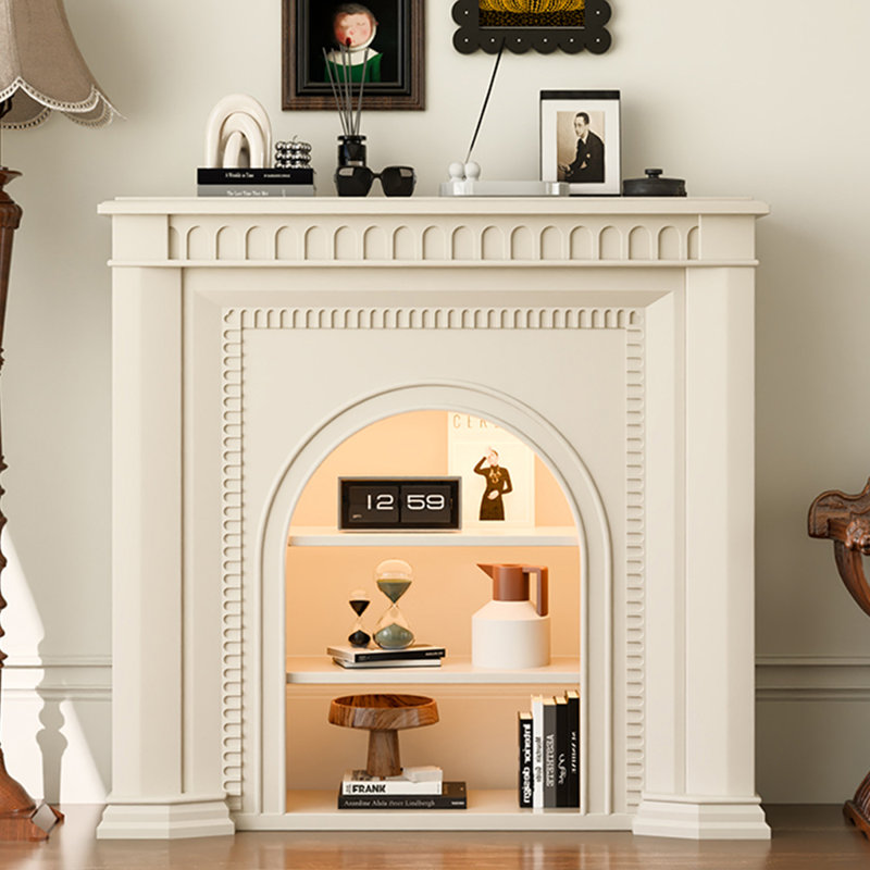 Foyer électrique blanc en bois manufacturé, H 39,37 po x l 39,37 po x P 12,6 po