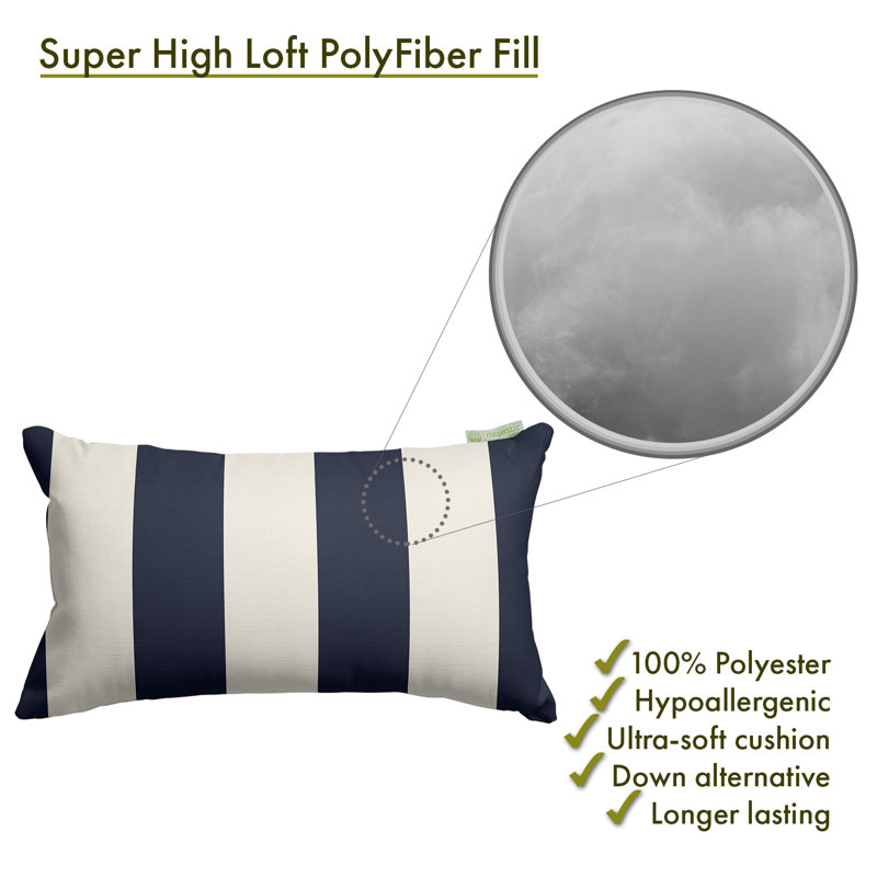 Striped Reversible Throw Pillow, Navy Blue