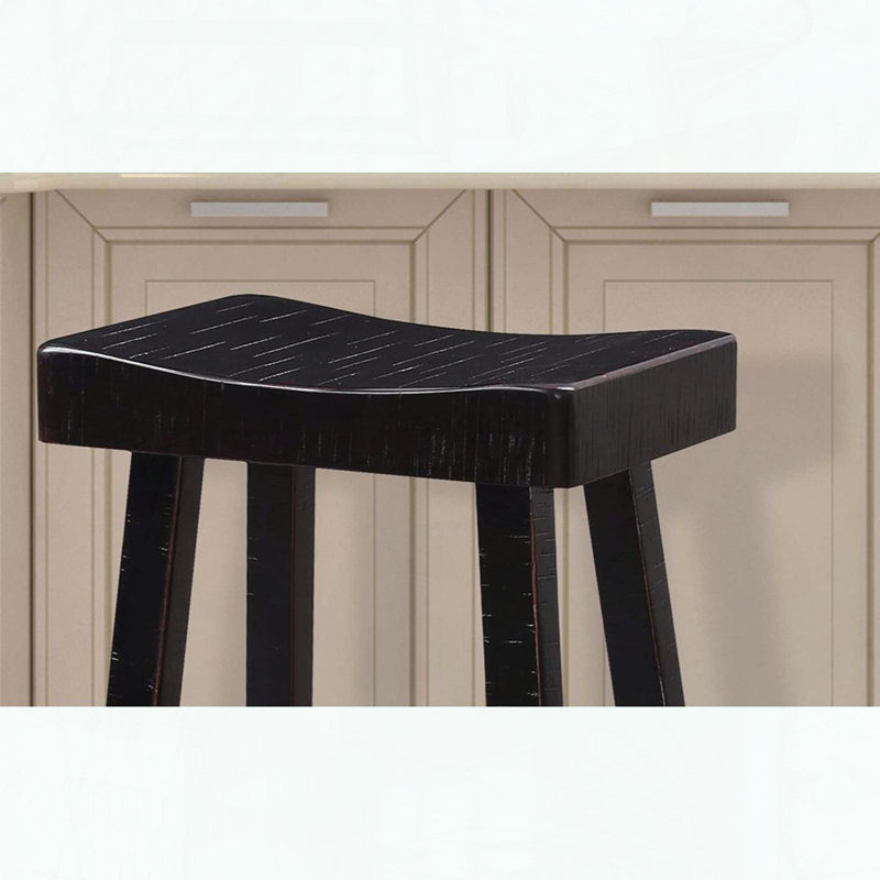 Ensemble de 2 tabourets traditionnels en bois massif - noir - siège contour - hauteur de 29 po, Noir