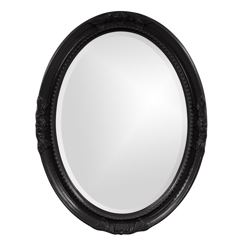 Traditional Beveled Wall and Accent Mirror, Glossy Black