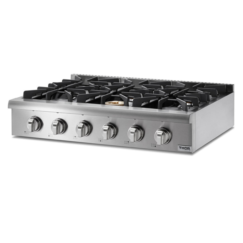 Thor Kitchen 36" Silver Natural Gas 6 Burner Cooktop Thor Kitchen