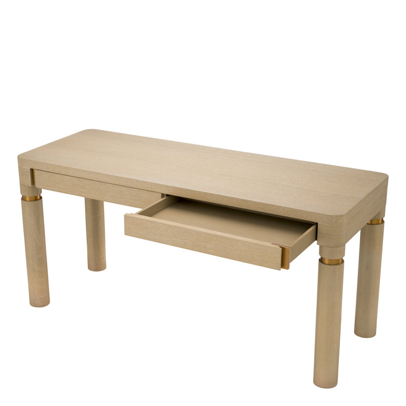Carmel Solid Wood Writing Desk, Washed Oak