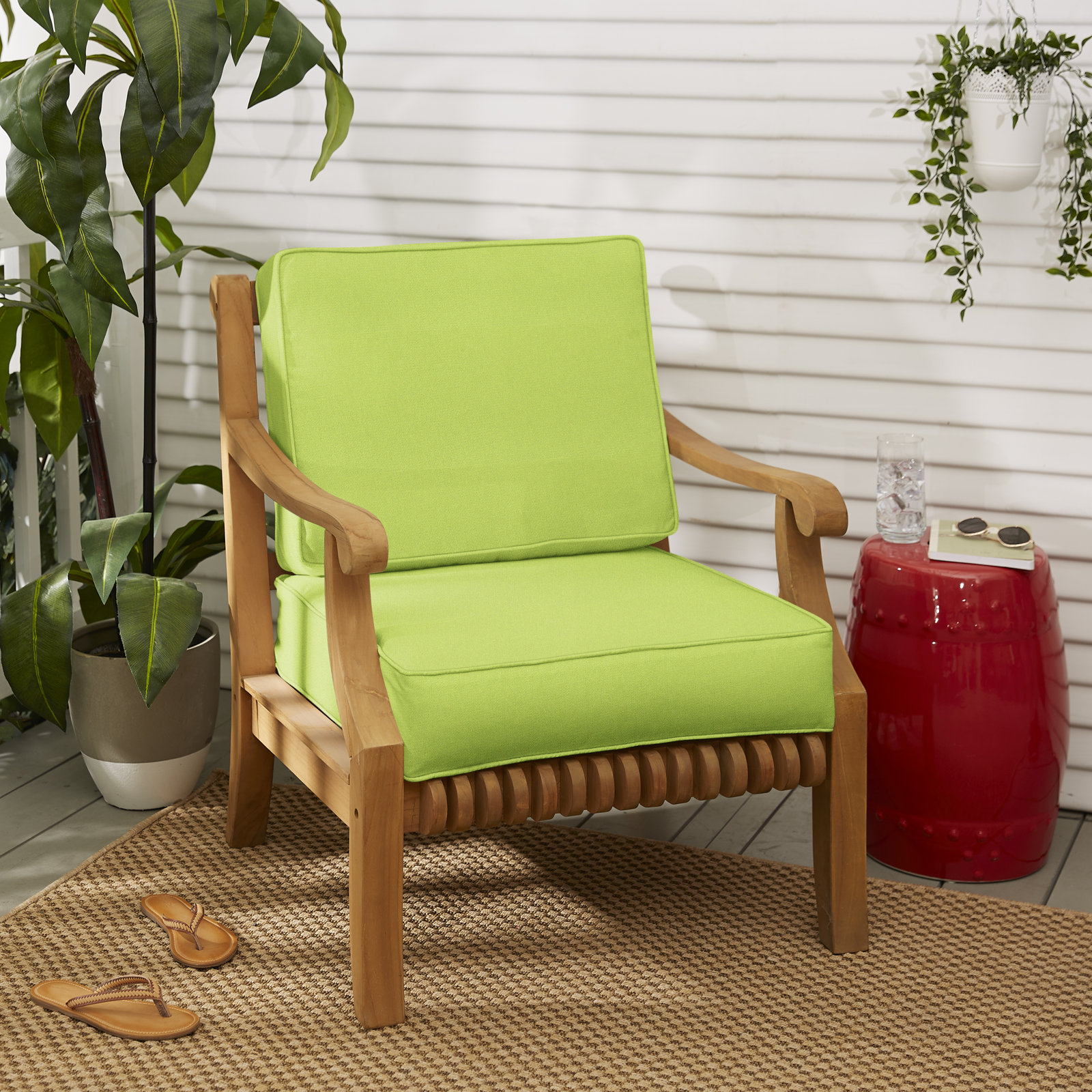 Outdoor Sunbrella Seat/Back Cushion, Canvas Macaw Sunbrella® Canvas, 23.5" W x 23" D