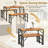 3 Pcs Dining Set For 4 People Outdoor Picnic Table & 2 Benches W/ Metal Frame-823759115-823759114