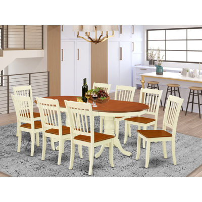 8 - Person Butterfly Leaf Solid Wood Dining Set by East West Furniture