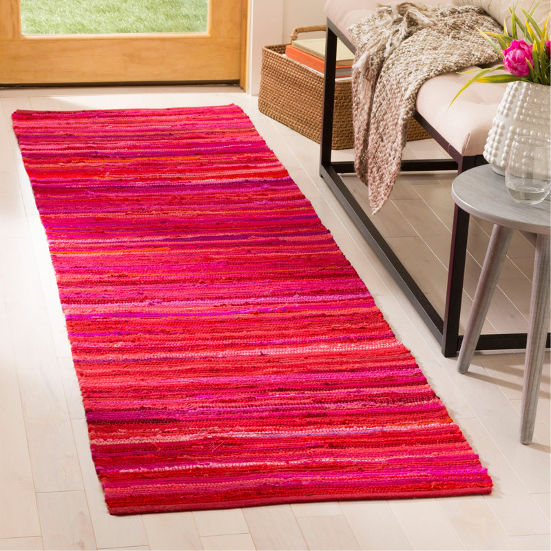 Tapis rayé en coton Nidhi, Tapis de couloir 2 pi 3 po x 8 pi