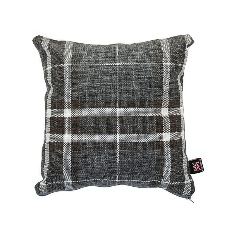 Chagnon Plaid Square Throw Cushion, Medium, Dark Grey