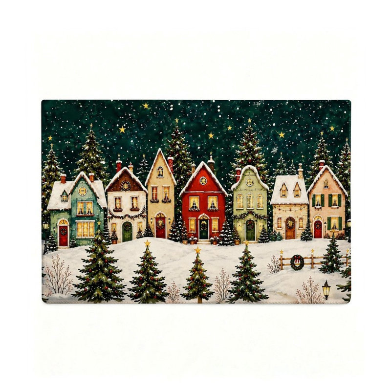 Tapis vert vert Christmas Village 47 po x 31 po